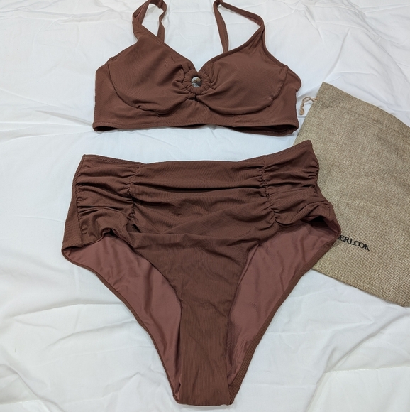 BNWT / berlook /US 16/ 1X / Caramel O-Ring Plus Size Bikini Set - Picture 1 of 3